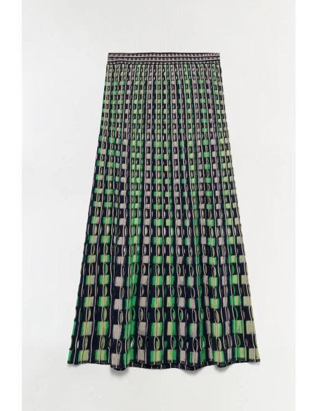 JUPE MIDI DRUE MAILLE OEILLETS MIDNIGHT MULTI