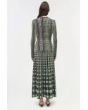 JUPE MIDI DRUE MAILLE OEILLETS MIDNIGHT MULTI