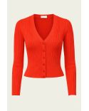 CARDIGAN AILANY MAILLE ROUGE HOMARD