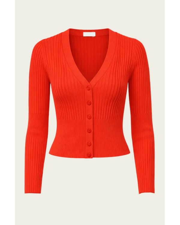 CARDIGAN AILANY MAILLE ROUGE HOMARD