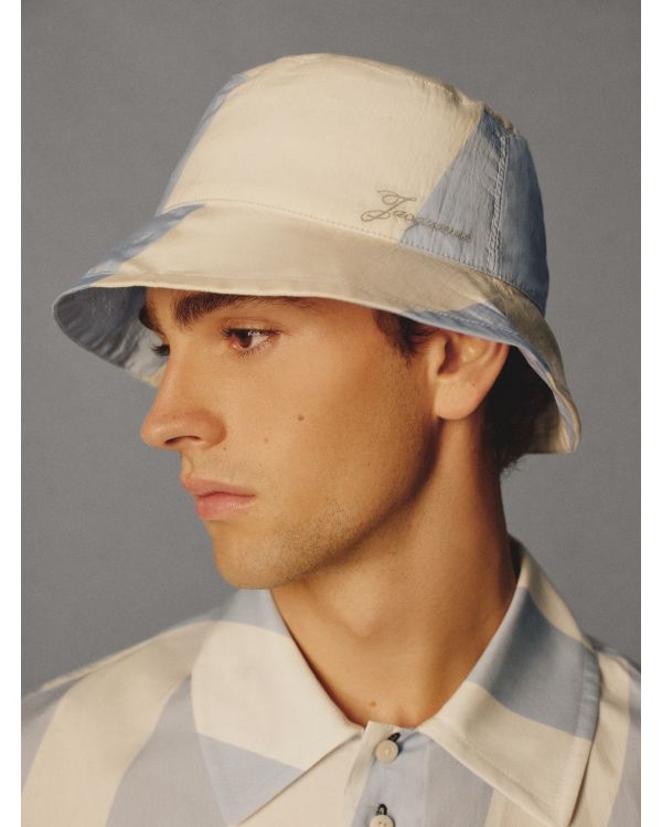 LE BOB BALUCHON MAXI RAYURES DIAGONALES BLANC / BLEU 2