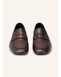 DARK BROWN / BLACK LEATHER LOAFER