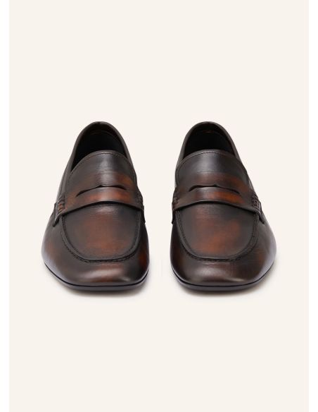 MOCASSINS EN CUIR BRUN FONCÉ / NOIR