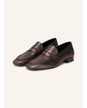 DARK BROWN / BLACK LEATHER LOAFER