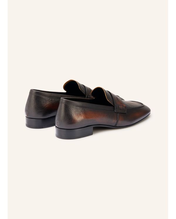 DARK BROWN / BLACK LEATHER LOAFER