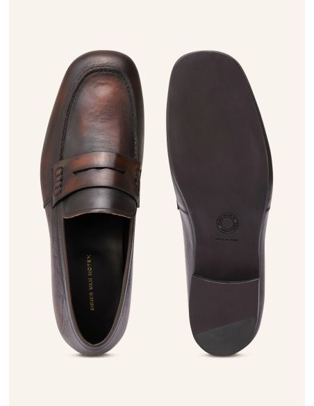 MOCASSINS EN CUIR BRUN FONCÉ / NOIR