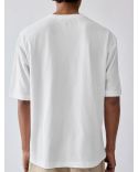 THE BEIGE KNITTED PATCH WHITE BEACH TSHIRT