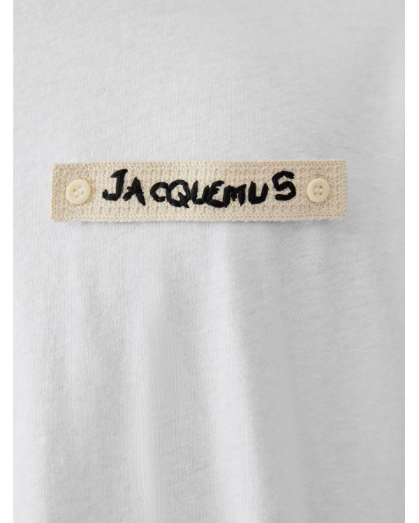 LE TSHIRT PLAGE ÉCUSSON BEIGE TRICOT BLANC
