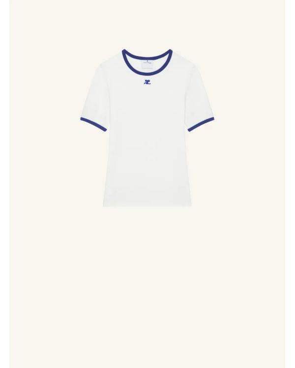 SIGNATURE CONTRAST TSHIRT HERITAGE WHITE / MINERAL BLUE