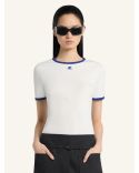 TSHIRT CONSTRASTE SIGNATURE BLANC HÉRITAGE / BLEU MINÉRAL