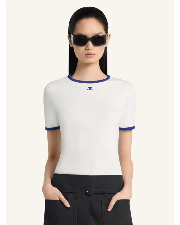 TSHIRT CONSTRASTE SIGNATURE BLANC HÉRITAGE / BLEU MINÉRAL 2