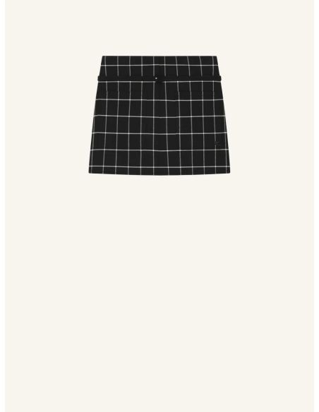 JUPE À CARREAUX DEUX POCHES NOIR / BLANC HÉRITAGE