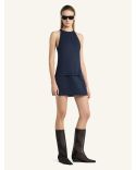 A-LINE BELTED TWILL MINI DRESS NAVY