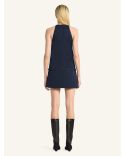MINI-ROBE TRAPÈZE EN SERGÉ CEINTURE BLEU MARINE