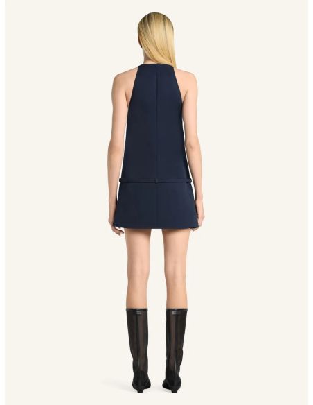 A-LINE BELTED TWILL MINI DRESS NAVY