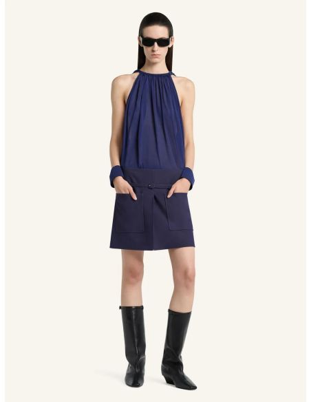 BODY CUT-OUT MANCHES LONGUES EN JERSEY BLEU DE TRAVAIL