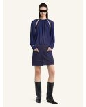 BODY CUT-OUT MANCHES LONGUES EN JERSEY BLEU DE TRAVAIL