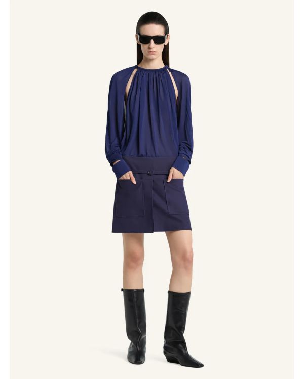 CUT-OUT LONG SLEEVE JERSEY BODY WORK BLUE