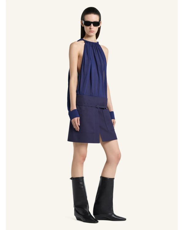 BODY CUT-OUT MANCHES LONGUES EN JERSEY BLEU DE TRAVAIL