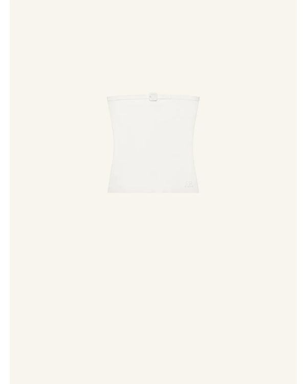TOP BUSTIER EN MAILLE BOUCLES BEIGE NATUREL