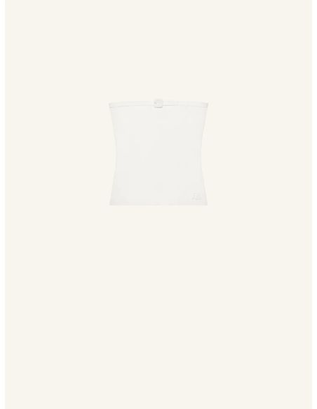 TOP BUSTIER EN MAILLE BOUCLES BEIGE NATUREL
