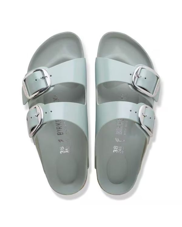 ARIZONA BIG BUCKLE HIGH SHINE PURE SAGE SANDALS