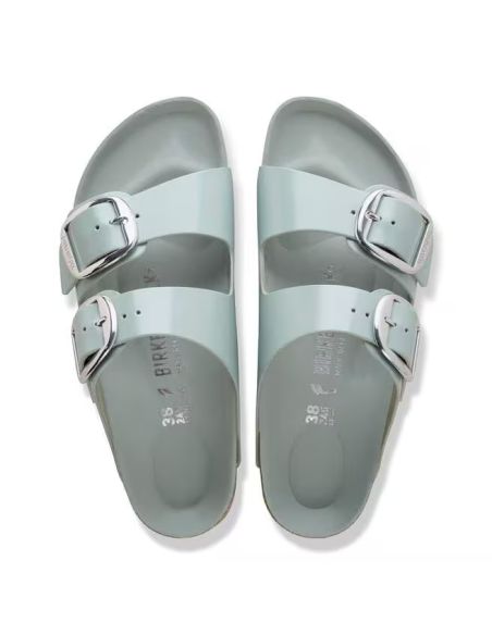 ARIZONA BIG BUCKLE HIGH SHINE PURE SAGE SANDALS
