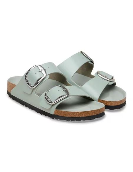 ARIZONA BIG BUCKLE HIGH SHINE PURE SAGE SANDALS