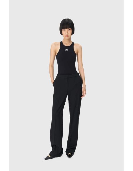 MOON LOGO RIBBED JERSEY TANK TOP BLACK