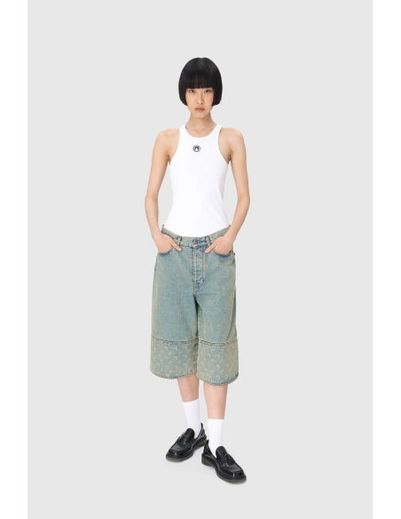 MOON LOGO RIBBED JERSEY TANK TOP WHITE