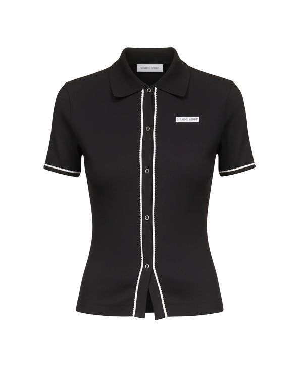 POLO CÔTELÉ LÊGER NOIR