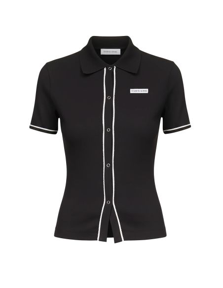 POLO CÔTELÉ LÊGER NOIR