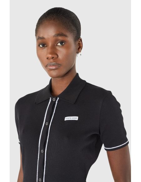 POLO CÔTELÉ LÊGER NOIR