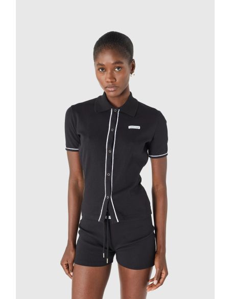 POLO CÔTELÉ LÊGER NOIR