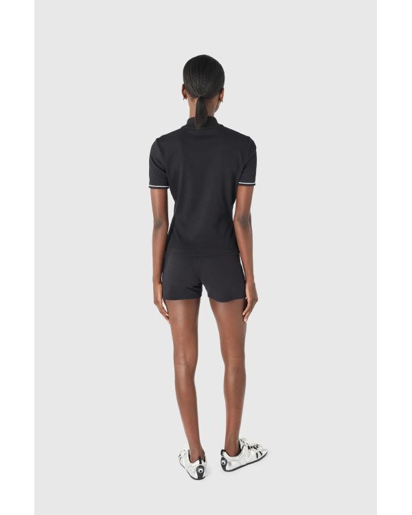 LIGHT RIBBED JERSEY POLO TSHIRT BLACK