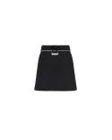 LIGHT RIBBED JERSEY DRAWSTRING-WAIST MINI SKIRT BLACK