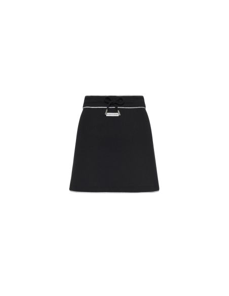 LIGHT RIBBED JERSEY DRAWSTRING-WAIST MINI SKIRT BLACK
