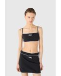 LIGHT RIBBED JERSEY DRAWSTRING-WAIST MINI SKIRT BLACK