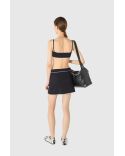 MINI-JUPE JERSEY LÉGER CÔTELÉ TAILLE À CORDON NOIR