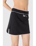 LIGHT RIBBED JERSEY DRAWSTRING-WAIST MINI SKIRT BLACK