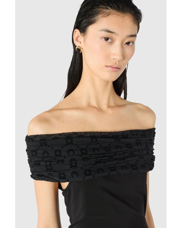 OFF SHOULDER DRAPED TOP BLACK