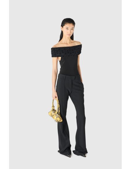 OFF SHOULDER DRAPED TOP BLACK