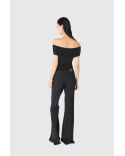 OFF SHOULDER DRAPED TOP BLACK