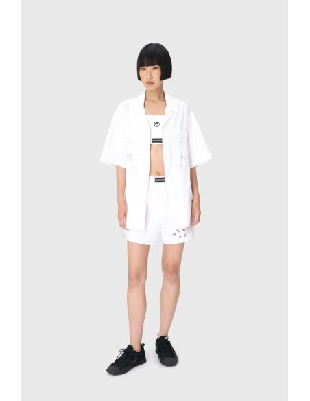 UPCYCLED HOUSEHOLD LINEN BOWLING SHIRT WHITE