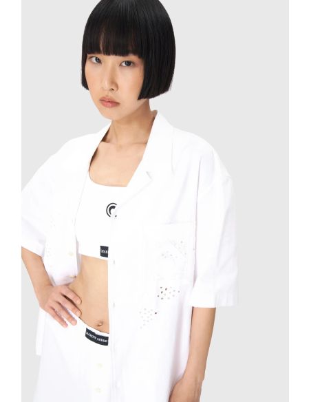 CHEMISE DE BOWLING LIN RECYCLÉ BLANC