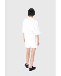 UPCYCLED HOUSEHOLD LINEN BOWLING SHIRT WHITE