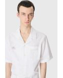 UPCYCLED HOUSEHOLD LINEN BOWLING SHIRT WHITE