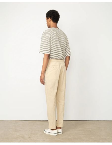 PANTALON JOSEPH SEERSUCKER COTON CRÈME