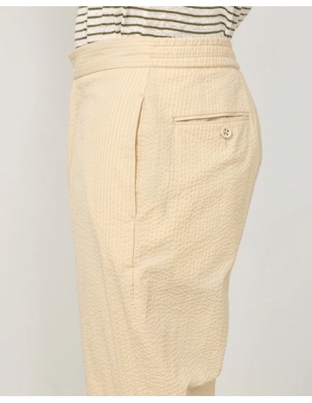 PANTALON JOSEPH SEERSUCKER COTON CRÈME