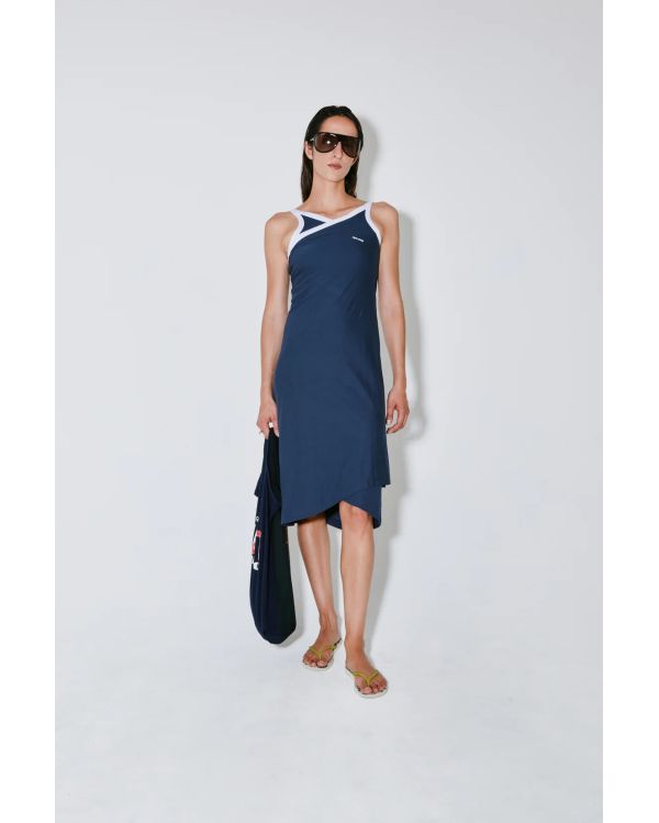 ROISIN CROSSING DRESS DARK BLUE / WHITE